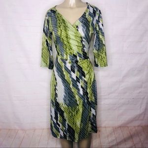 Ashley Stewart green and grey wrap dress